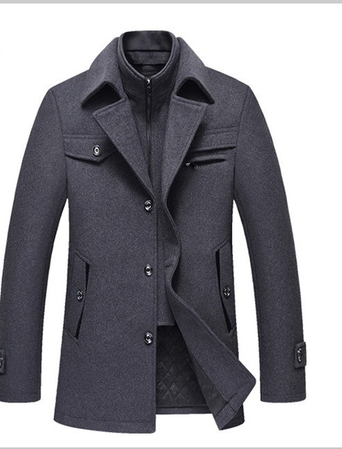 Men Woollen Coats Winter Slim Fit Warm Overcoats