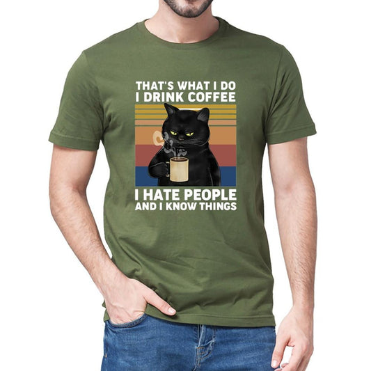 That's What I Do I Drink Coffee, I Hate People And I Know Thing's Cat Paw Short Sleeve Top