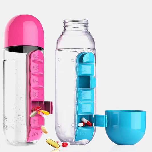 Water Bottle With 7 Days Pill Organizer