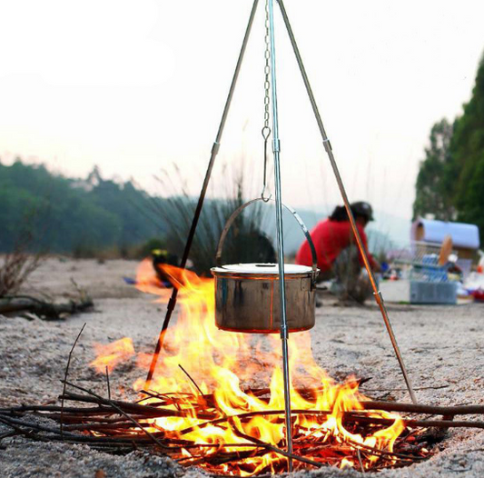 Camping Outdoor Campfire Tripod Hanging Tire Bracket Aluminium
