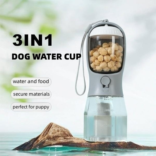 3 IN 1 Dog Water,Food,Poop Bag Portable Bottle
